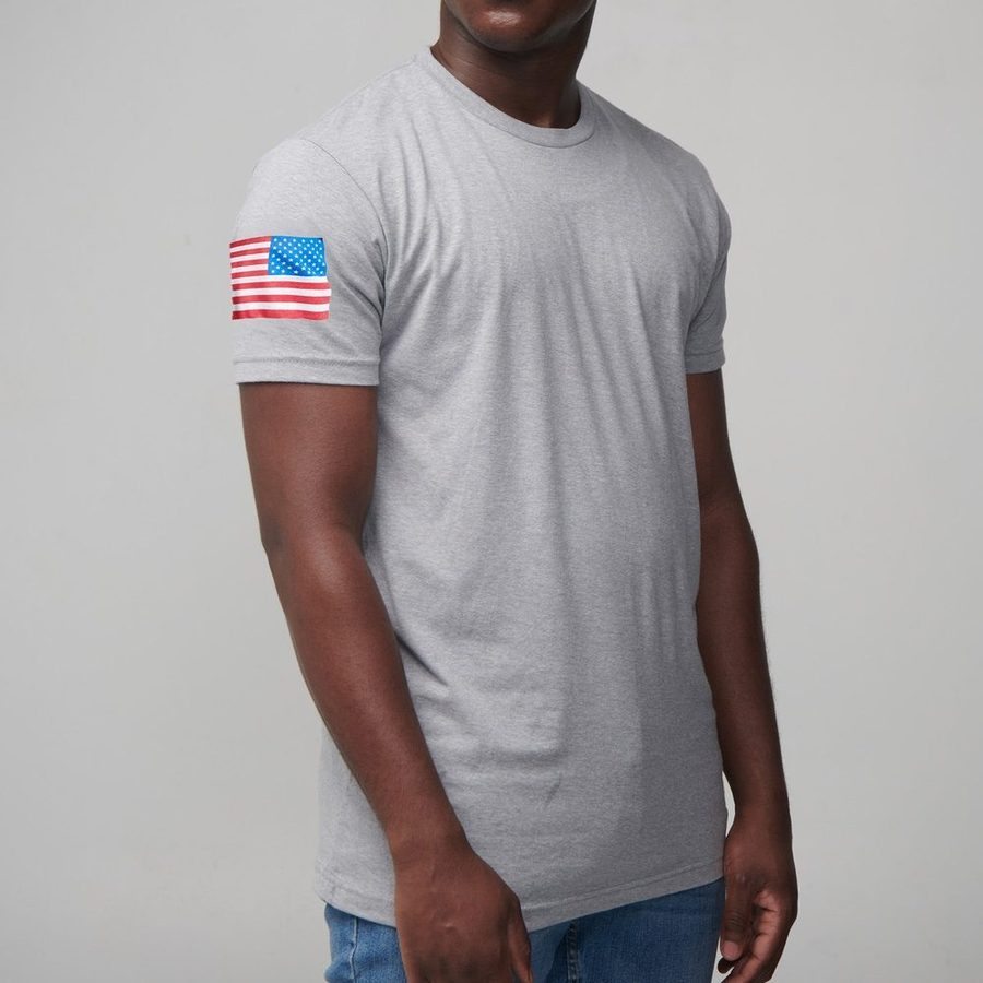 USA Flag Basic T-Shirt - Dark Heather Gray - Image 4