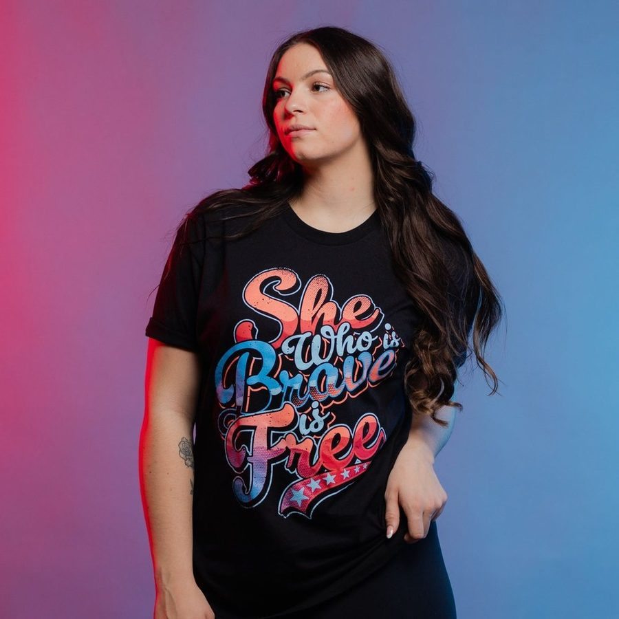 Women's Brave Is Free Boyfriend Fit T-Shirt - Black - Image 4