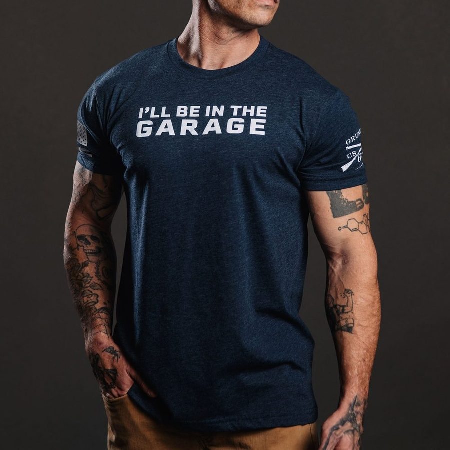 I'll Be In The Garage T-Shirt - Midnight Navy - Image 4