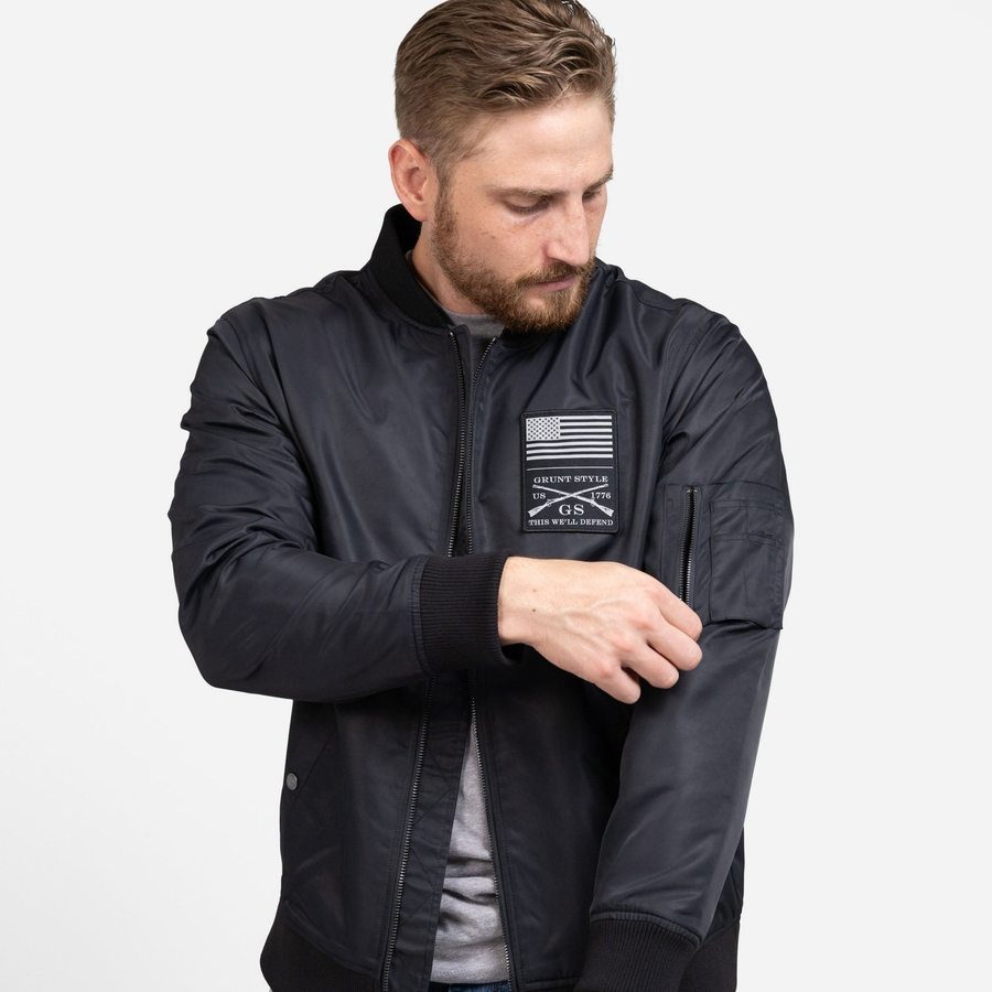 Men's Stealth Bomber Jacket - Black - Image 2