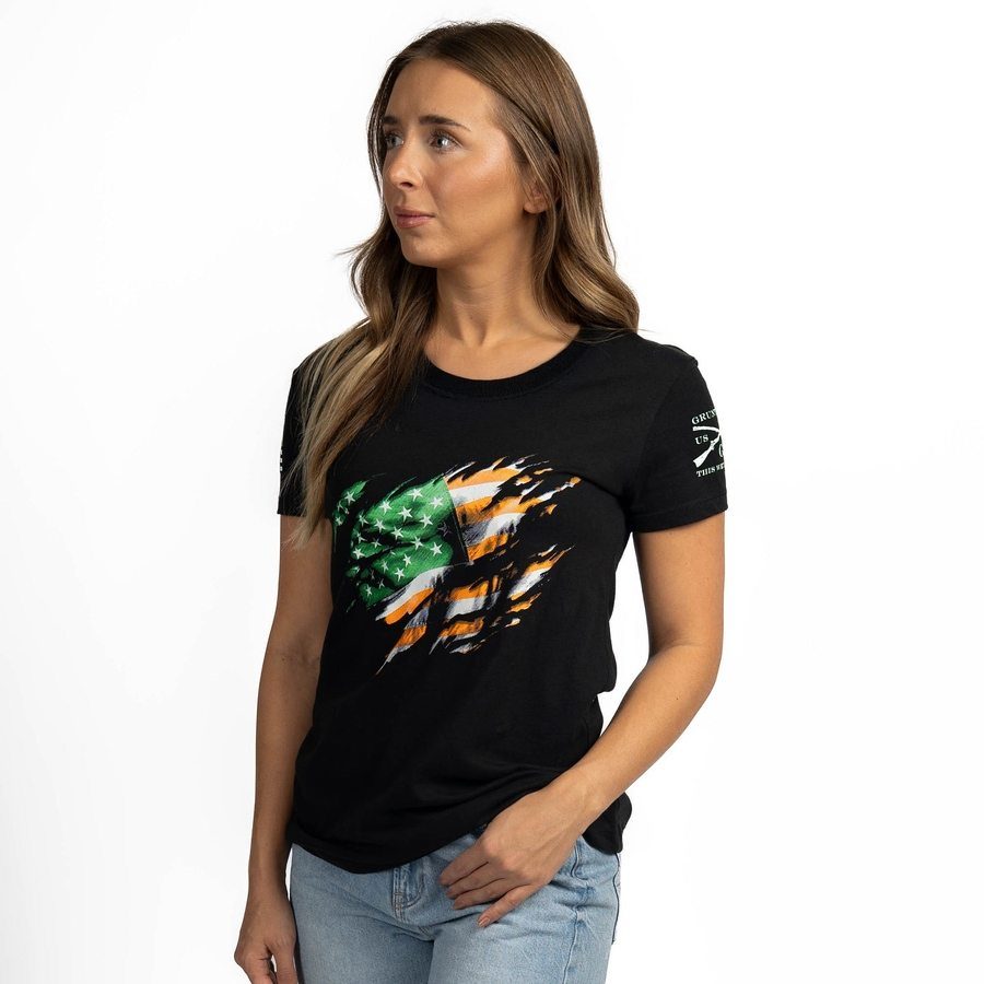 Women's Still Standing Irish Colors Slim Fit T-Shirt - Black - Image 8
