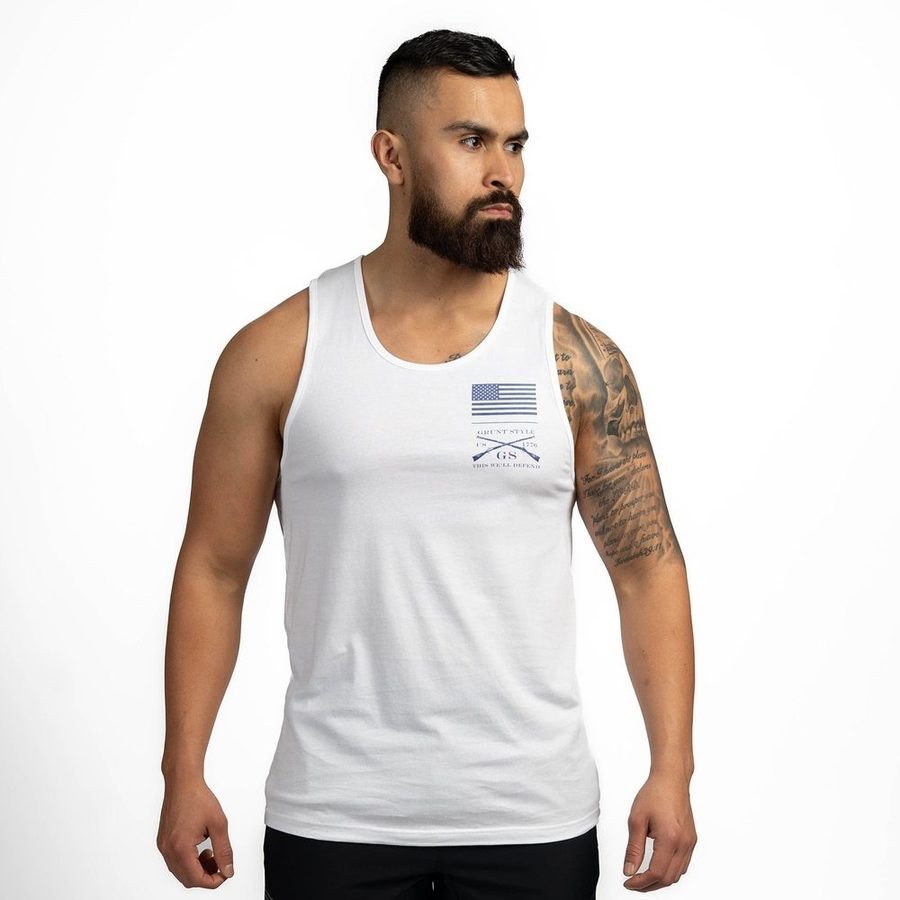 Men's Sun Out. Guns Out Muscle Tank - White - Image 6