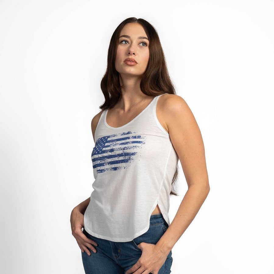 Women's Vintage American Flowy Tank - White - Image 10