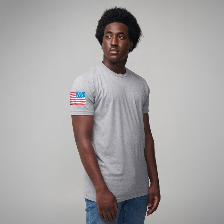 USA Flag Basic T-Shirt - Dark Heather Gray - Image 3