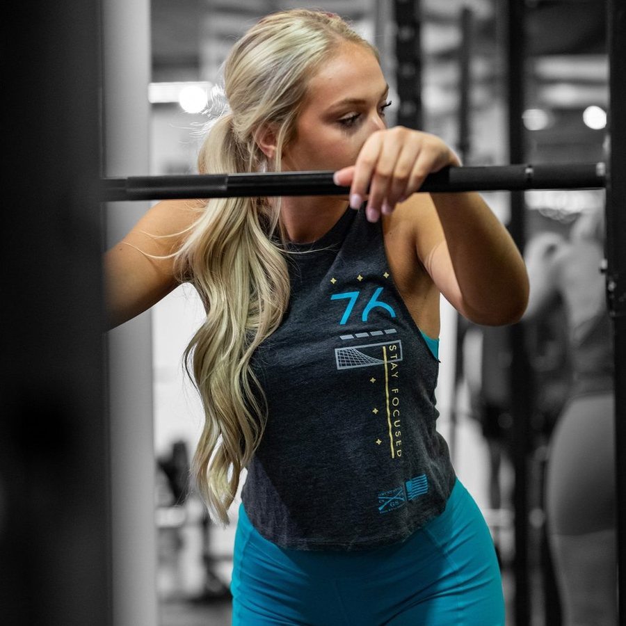 Women's Mind Over Matter Racerback Cropped Tank - Dark Heather Gray - Image 7