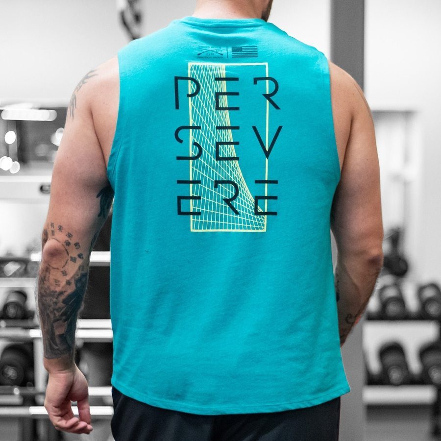 Never Quit Muscle Tank - Heather Aqua - Image 5