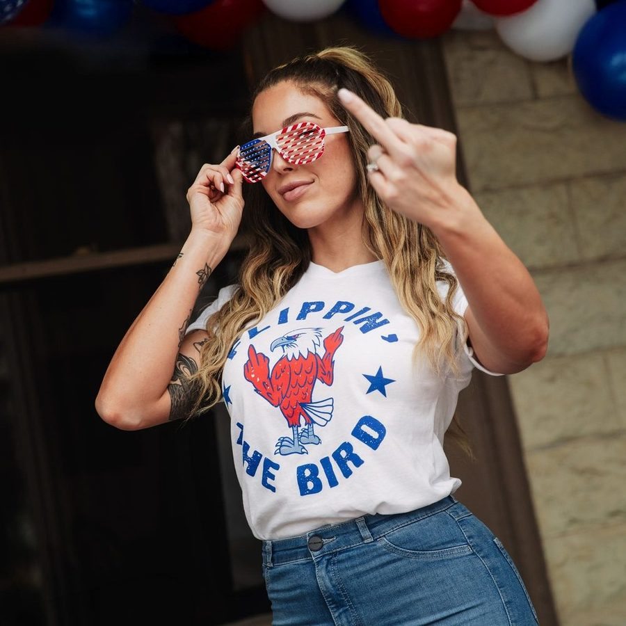 Women's Flippin' The Bird Boyfriend Fit T-Shirt - White - Image 4