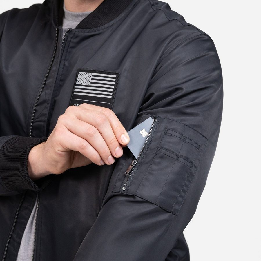 Men's Stealth Bomber Jacket - Black - Image 9
