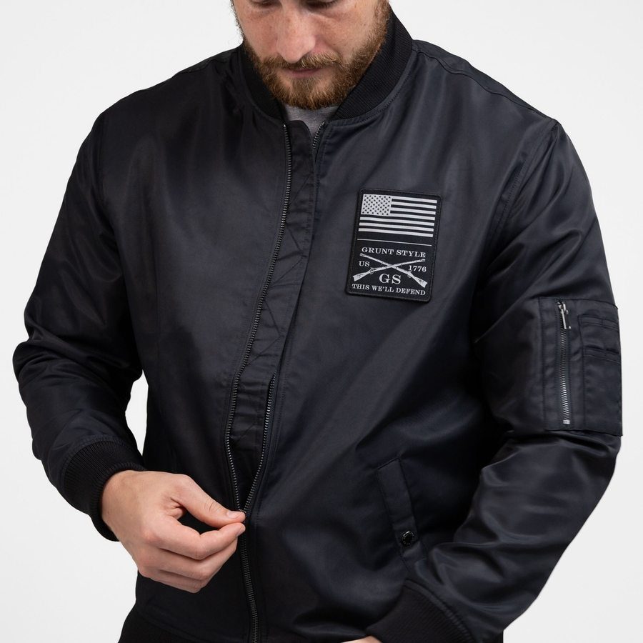 Men's Stealth Bomber Jacket - Black - Image 4