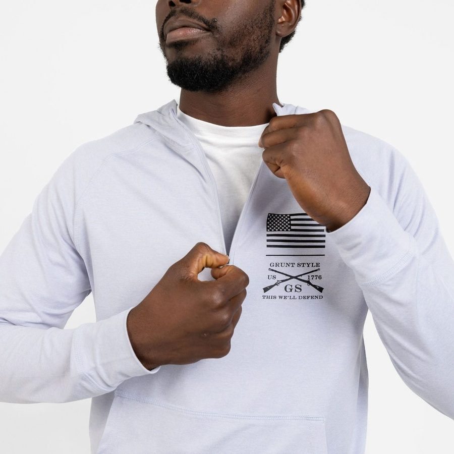 Men's All-Day 1/4 Zip Hoodie - Heather Arctic Gray - Image 7