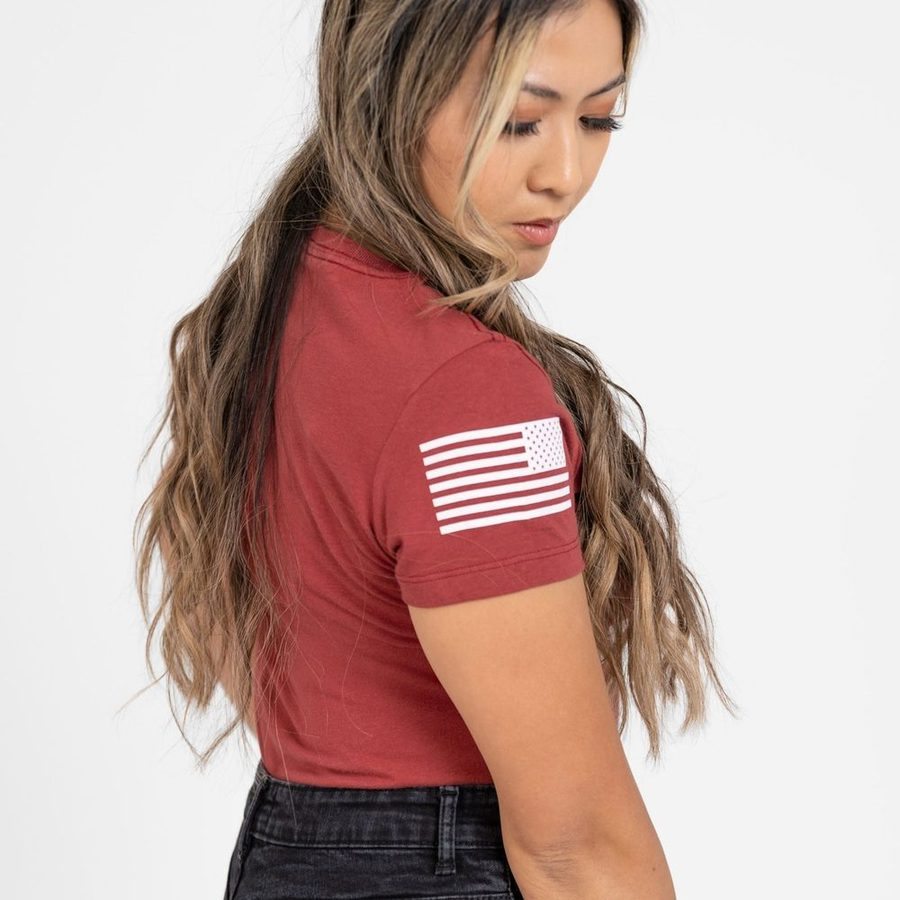 Women's Unapologetically American V-Neck - Red Plum - Image 7