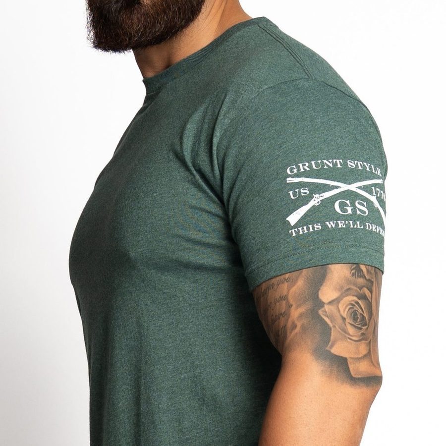 Basic T-Shirt - Heather Forest Green - Image 5