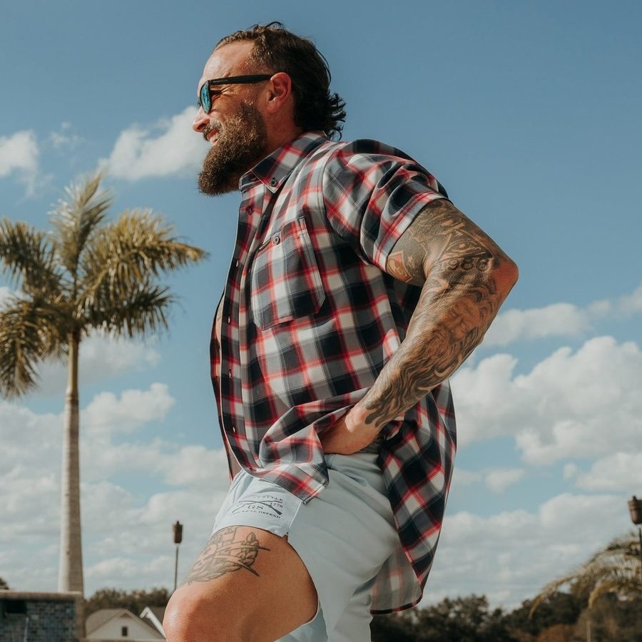 Men's Commander Button Down - Old Glory Plaid - Image 6