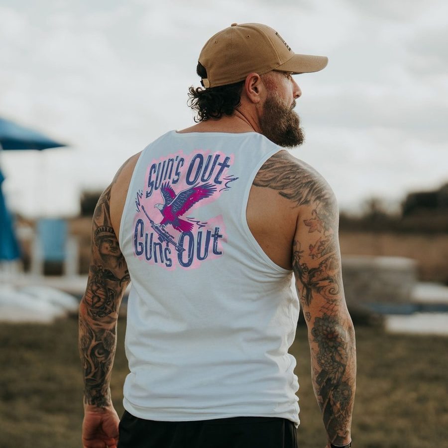 Men's Sun Out. Guns Out Muscle Tank - White - Image 2
