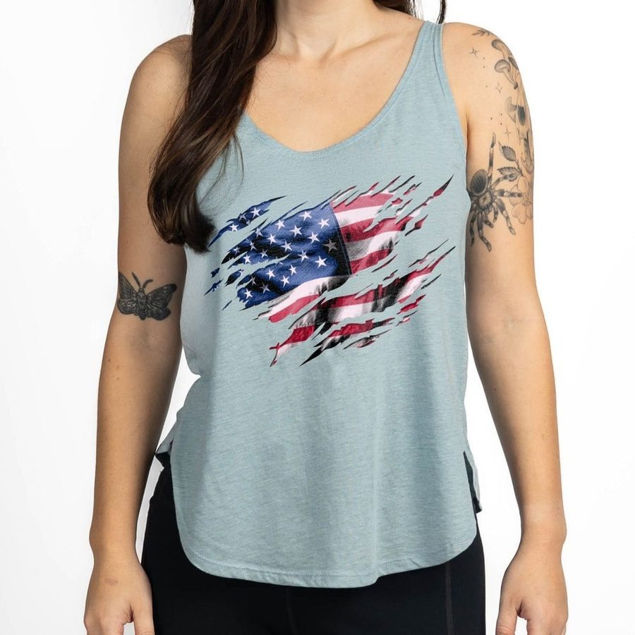 Women's Still Standing Flowy Tank - Stonewash Denim - Image 5