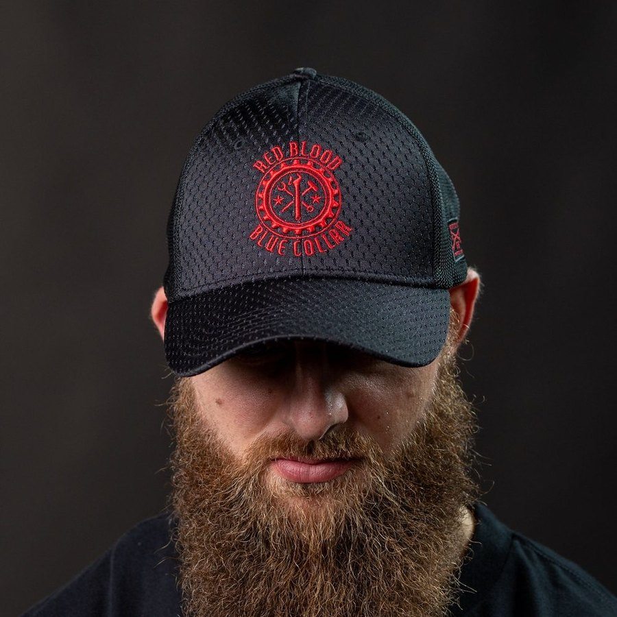 Red Blood Blue Collar® Stretch Fit Hat - Black - Image 7