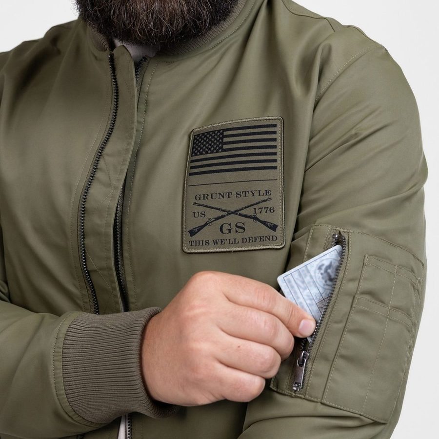 Men's Stealth Bomber Jacket - Military Green - Image 8