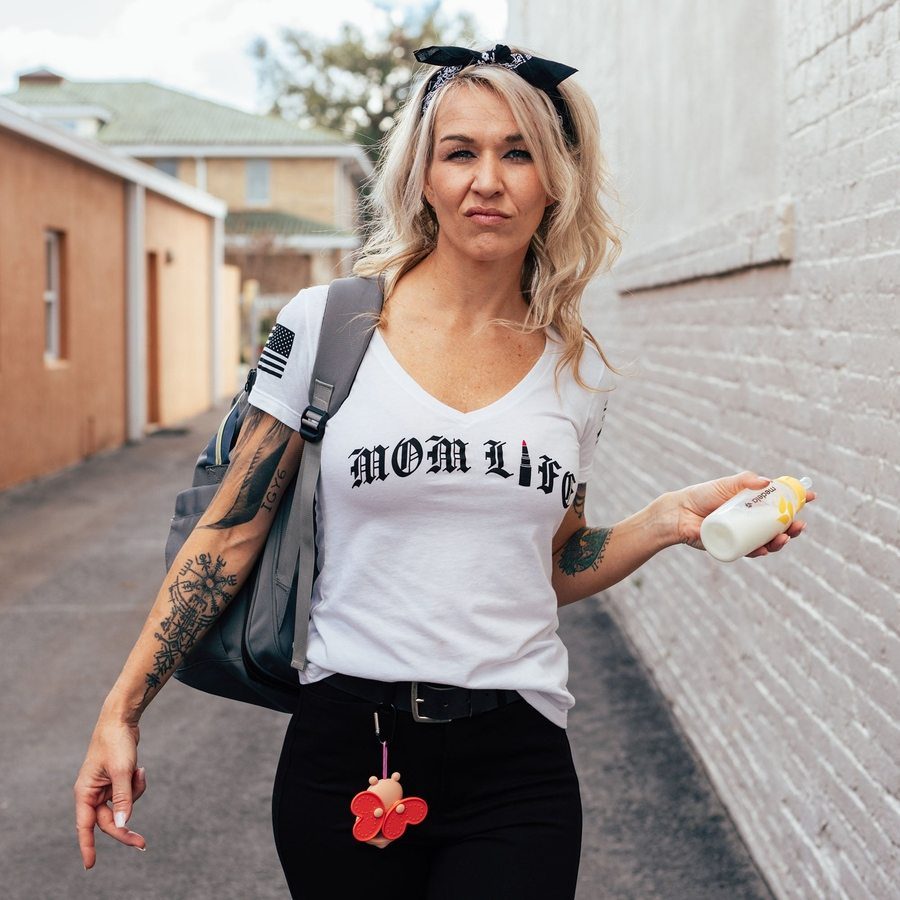 Women's Mom Life V-Neck T-Shirt - White - Image 3