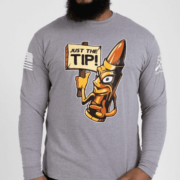 Just The Tip Long Sleeve - Dark Heather Gray - Image 4