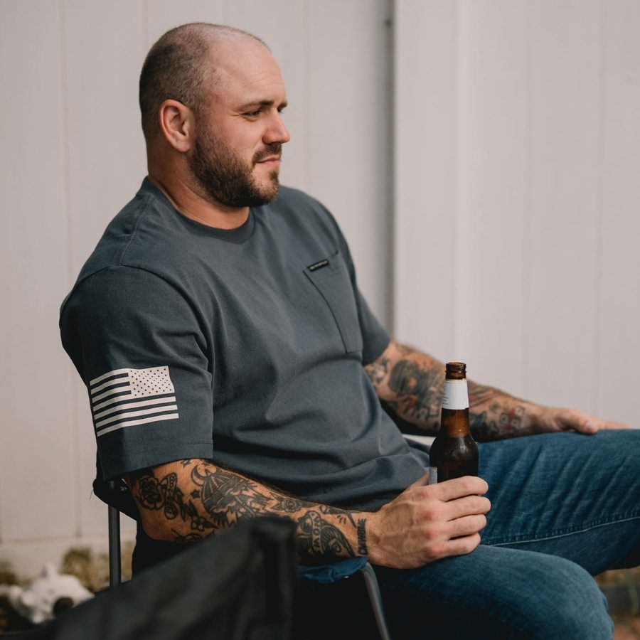 Basic Heavyweight Pocket T-Shirt - Charcoal - Image 6