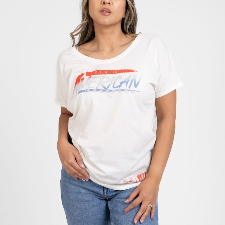 Women's Unapologetically American Slouchy T-Shirt - White - Image 4