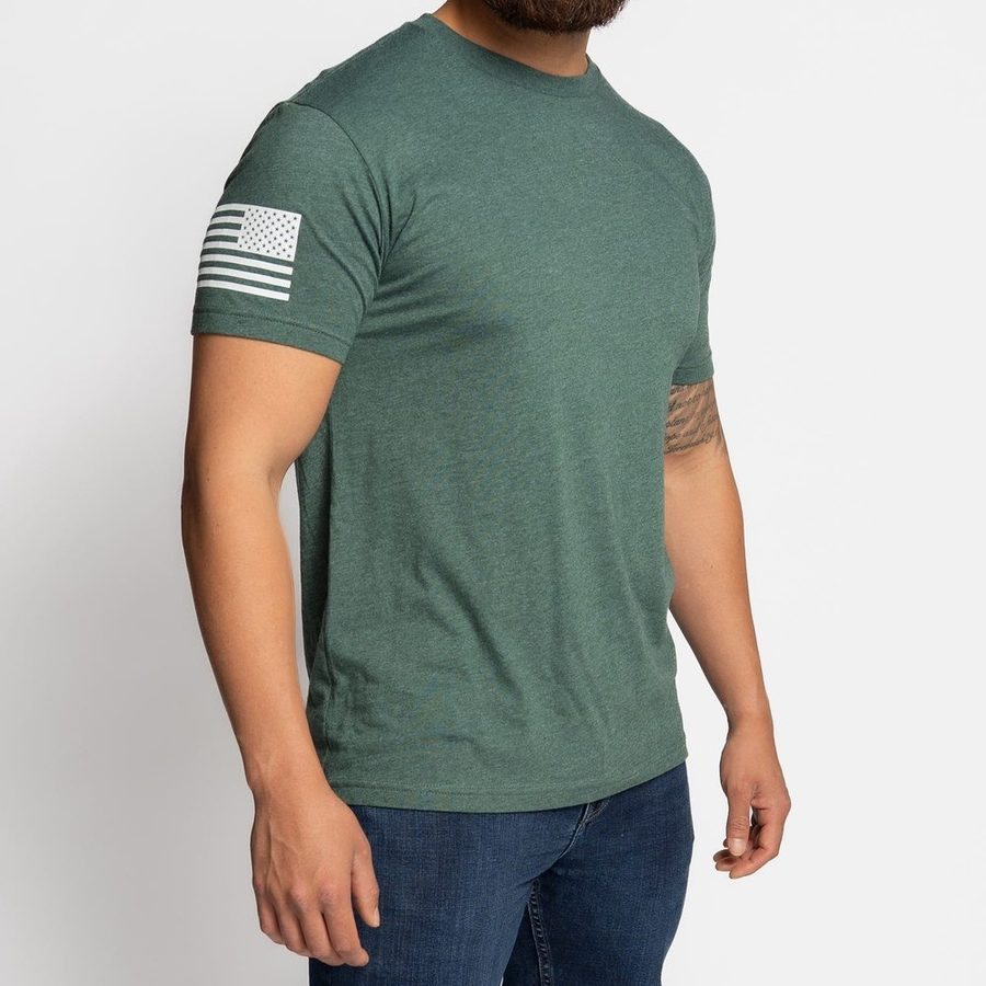 Basic T-Shirt - Heather Forest Green - Image 2