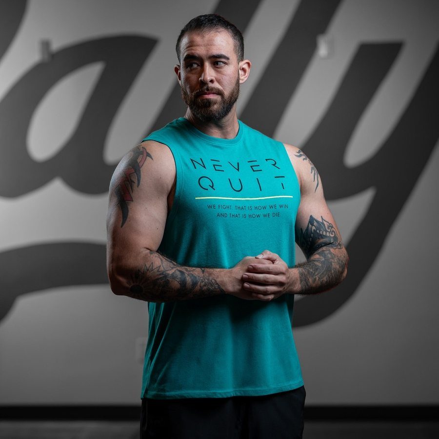 Never Quit Muscle Tank - Heather Aqua - Image 3