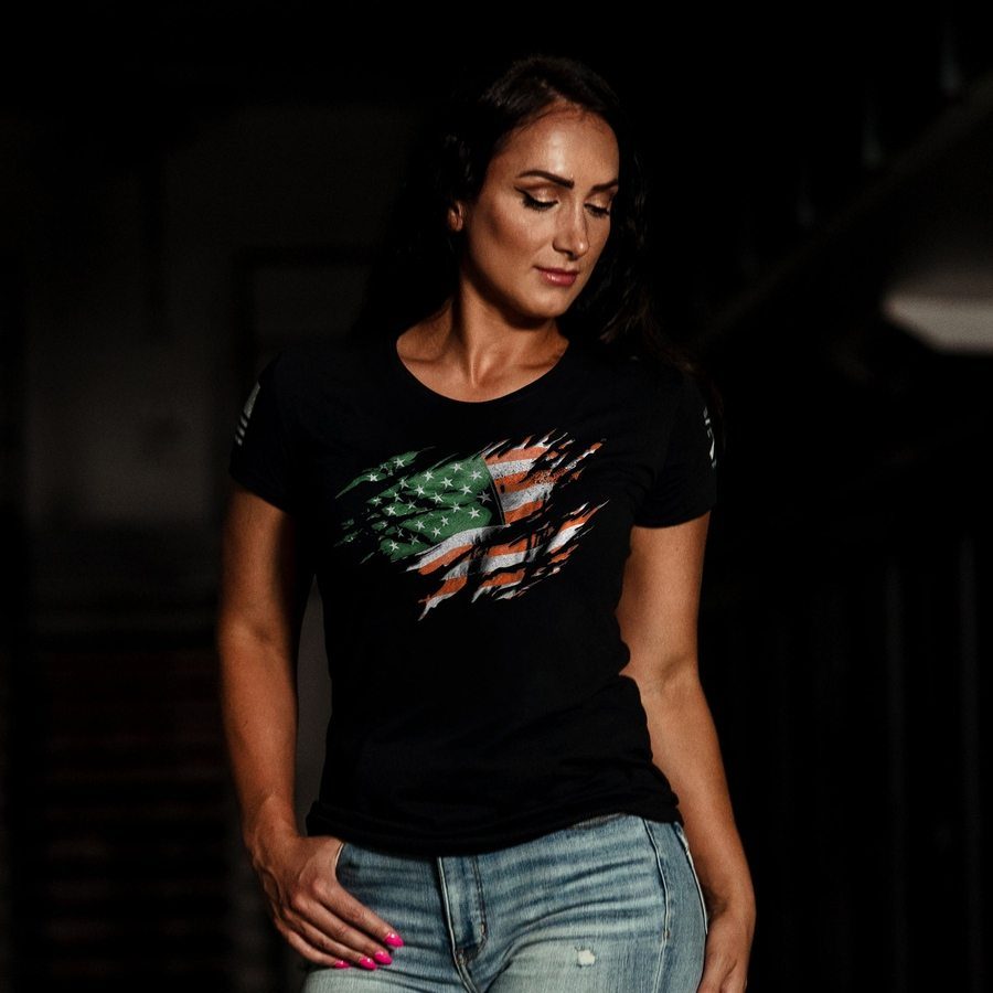 Women's Still Standing Irish Colors Slim Fit T-Shirt - Black - Image 3