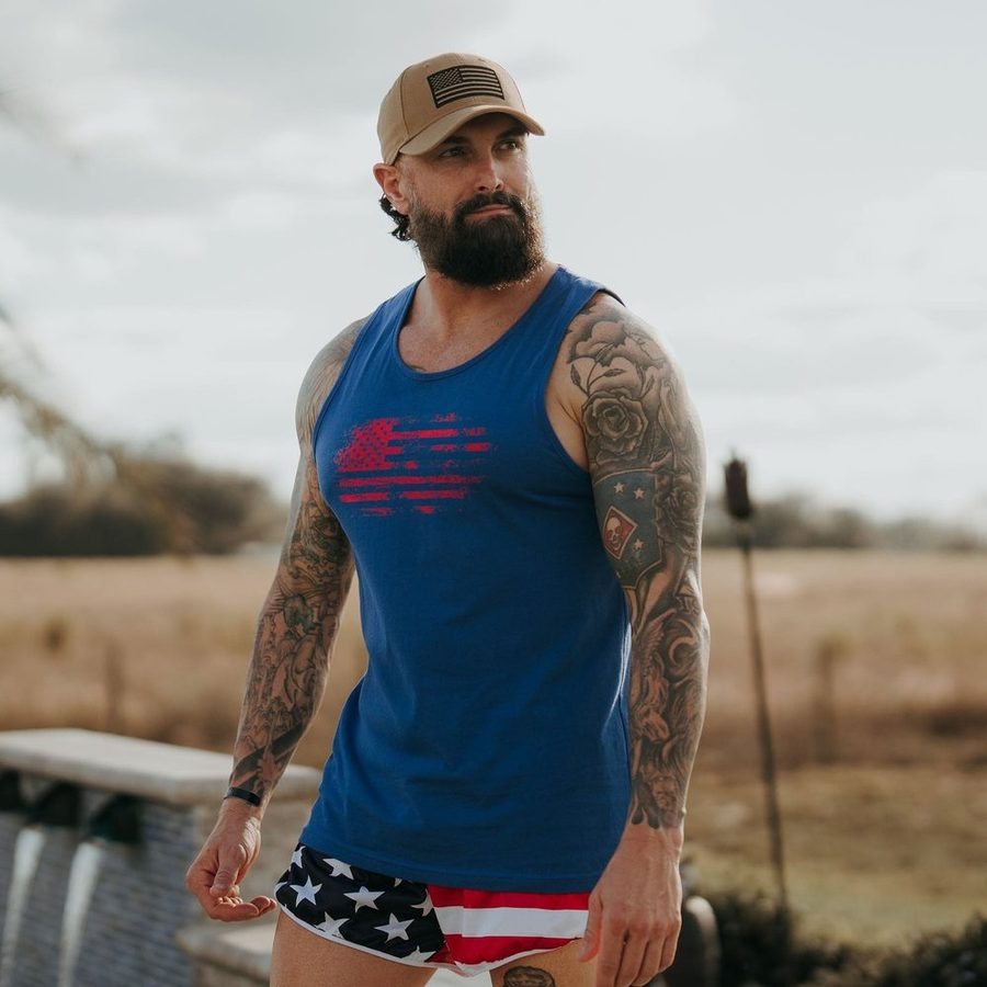 Men's Vintage American Tank - Royal - Image 3