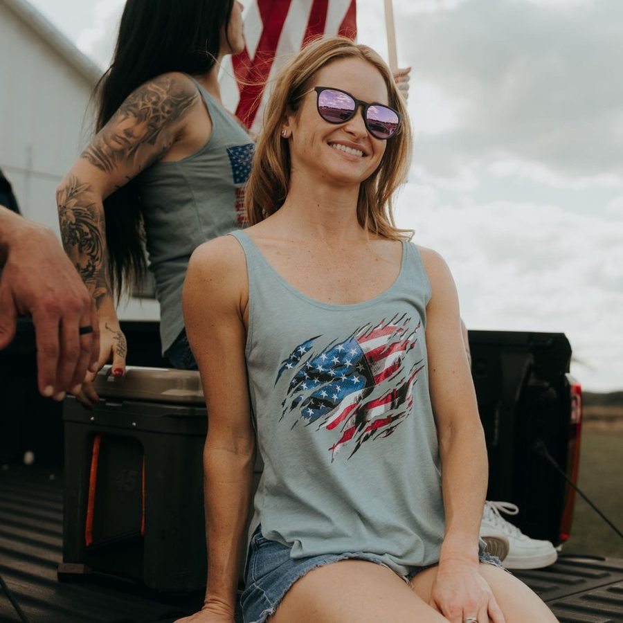 Women's Still Standing Flowy Tank - Stonewash Denim - Image 2