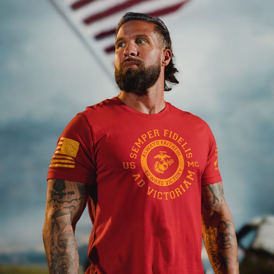 USMC - Toward Victory T-Shirt - Red - Image 2