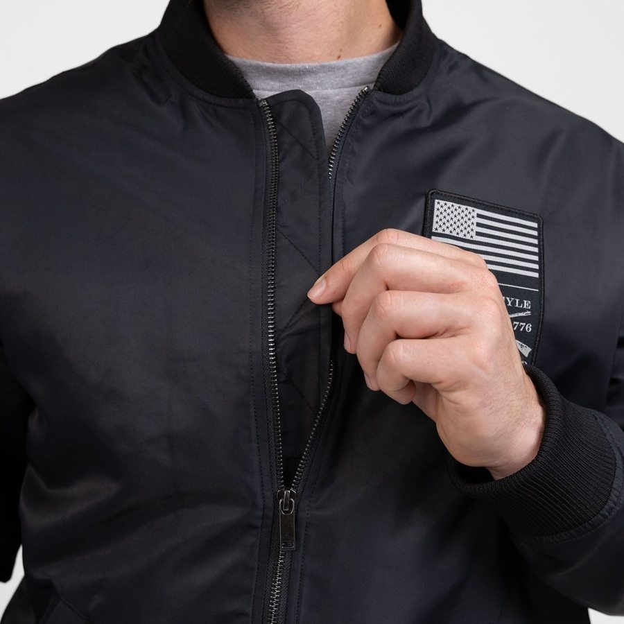 Men's Stealth Bomber Jacket - Black - Image 5