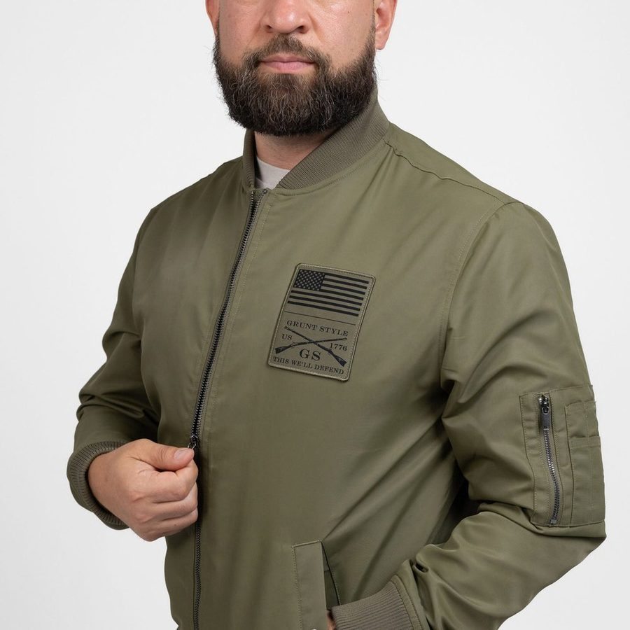 Men's Stealth Bomber Jacket - Military Green - Image 6
