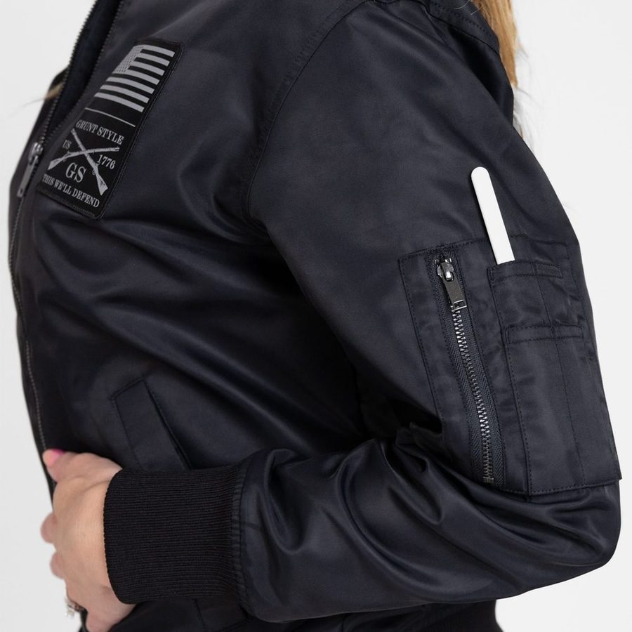 Women's Stealth Bomber Jacket - Black - Image 6