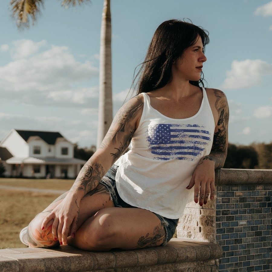 Women's Vintage American Flowy Tank - White - Image 2