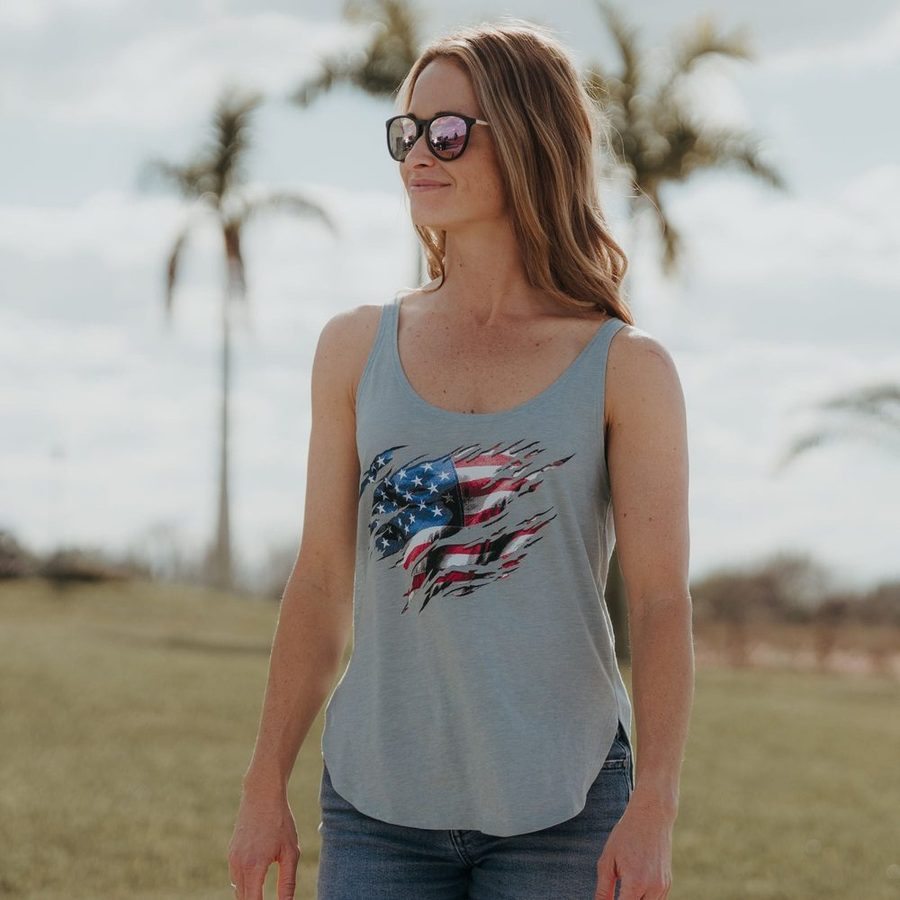 Women's Still Standing Flowy Tank - Stonewash Denim - Image 3