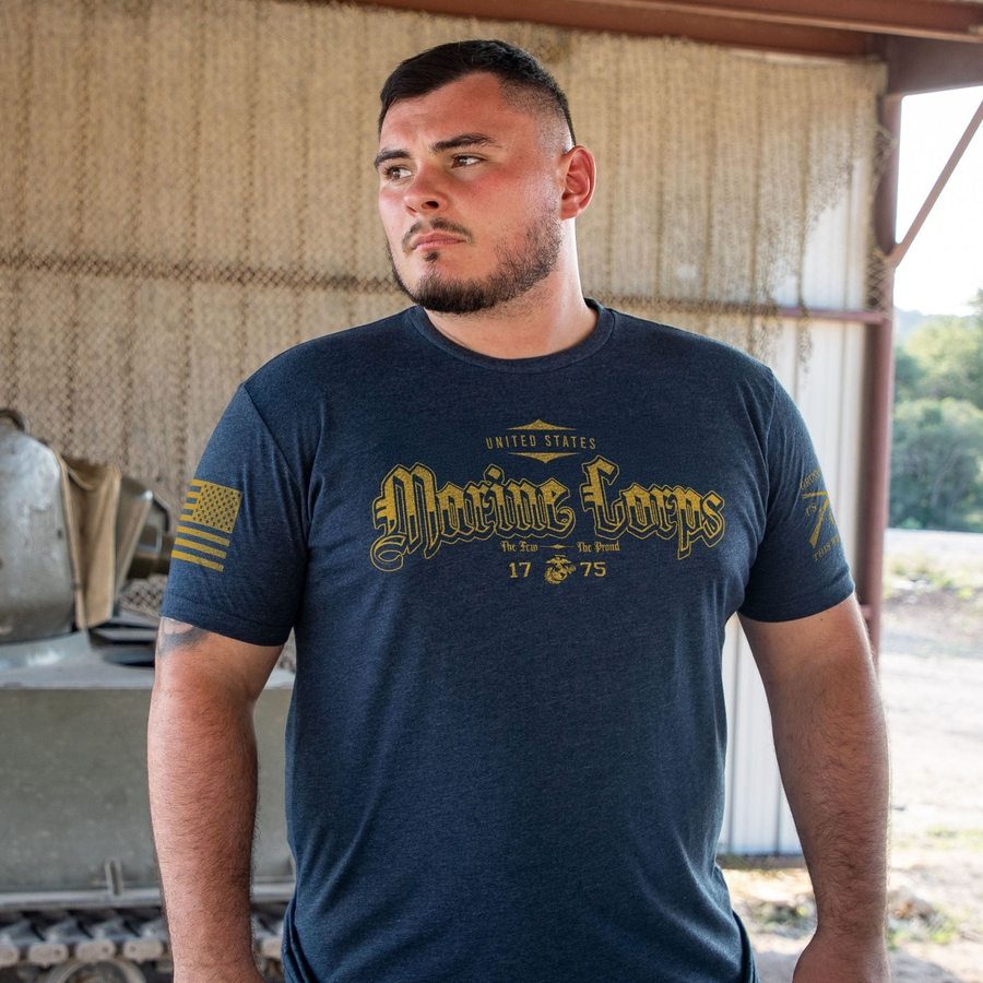 USMC - The Few. The Proud T-Shirt - Navy - Image 2