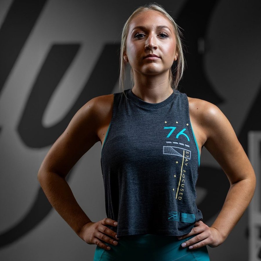 Women's Mind Over Matter Racerback Cropped Tank - Dark Heather Gray - Image 2