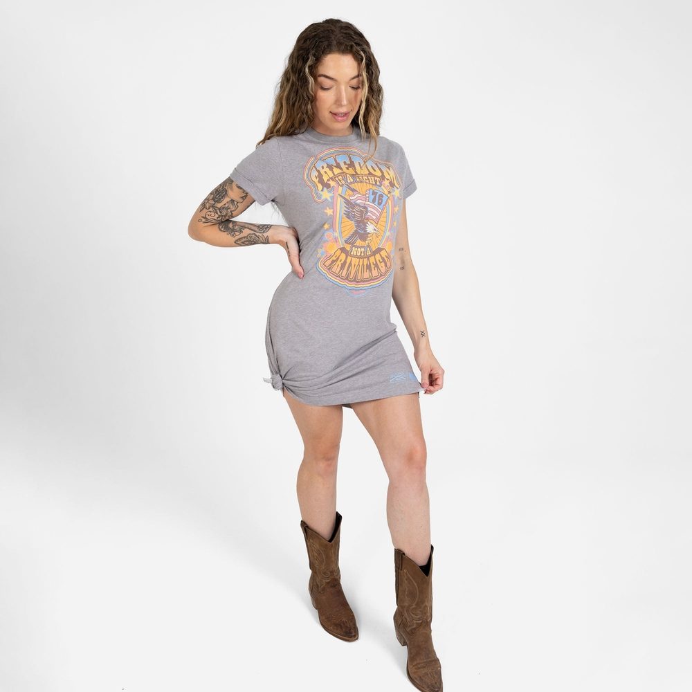Women's Freedom Is A Right Shirt Dress - Dark Heather Grey - Image 2