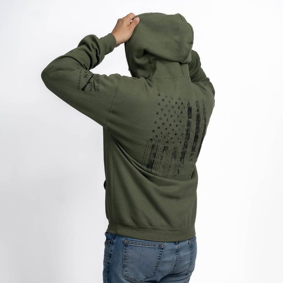 1776 Flag Hoodie - Military Green - Image 11
