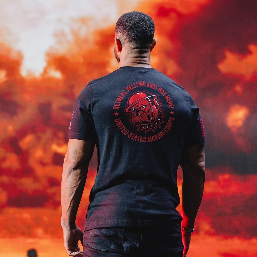USMC - Retreat. Hell T-Shirt - Black - Image 2
