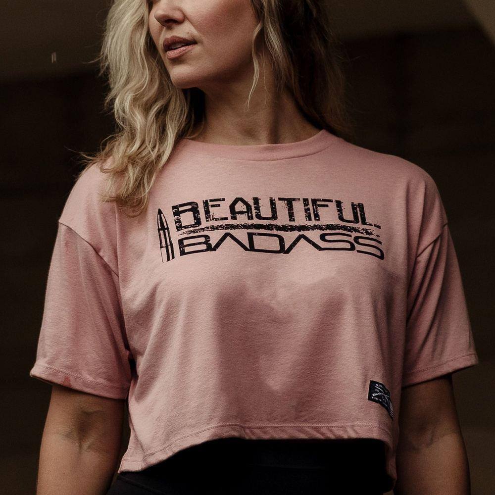 Women's Beautiful Badass Cropped T-Shirt - Desert Pink - Image 3