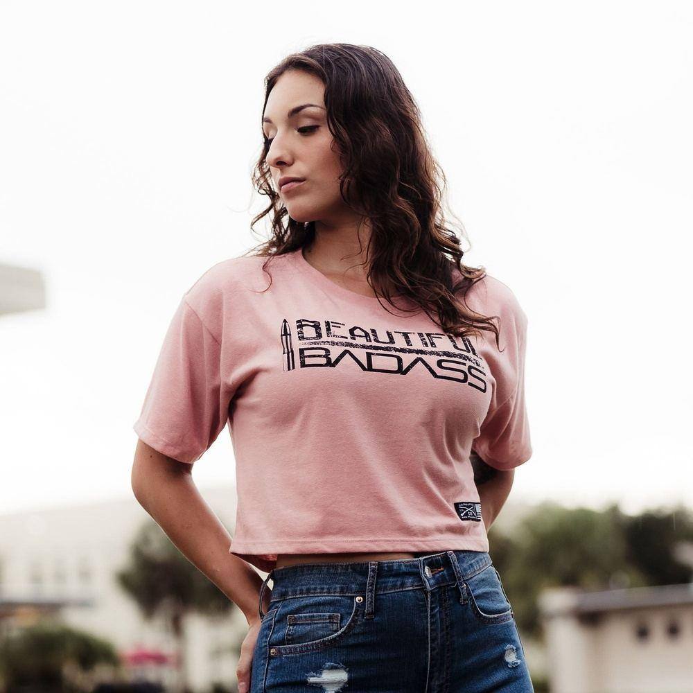 Women's Beautiful Badass Cropped T-Shirt - Desert Pink - Image 6
