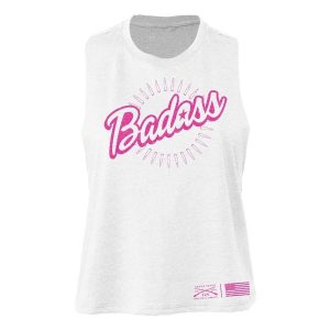 Women's Badass Racerback Cropped Tank - White