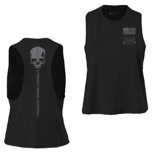 Women's Strength Through Suffering Cropped Tank - Dark Heather Gray