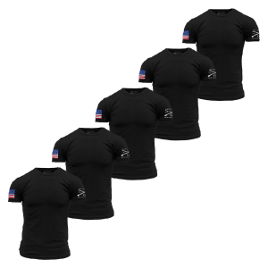 USA Flag Basic T-Shirts - Black - 5 Pack