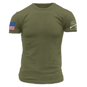 USA Flag Basic T-Shirt - Military Green