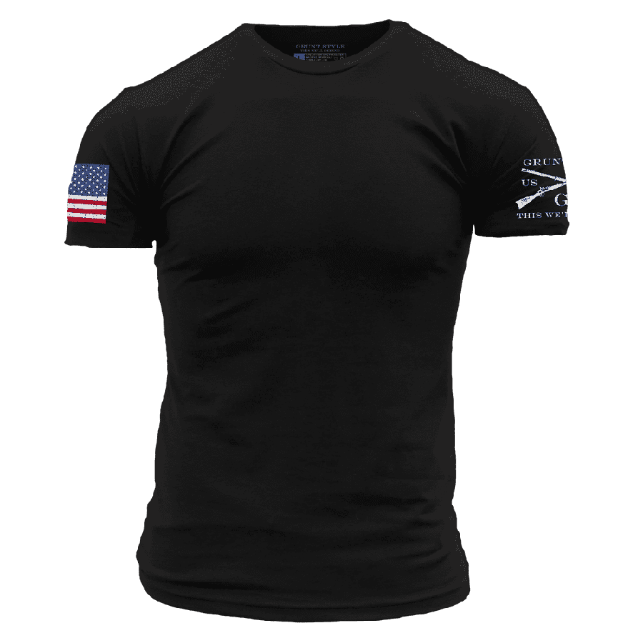USA Flag Basic T-Shirt - Black