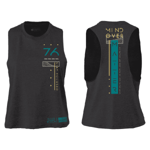 Women's Mind Over Matter Racerback Cropped Tank - Dark Heather Gray