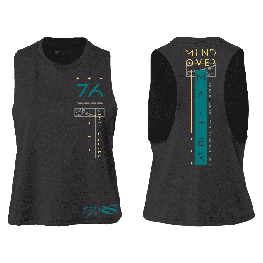 Women's Mind Over Matter Racerback Cropped Tank - Dark Heather Gray